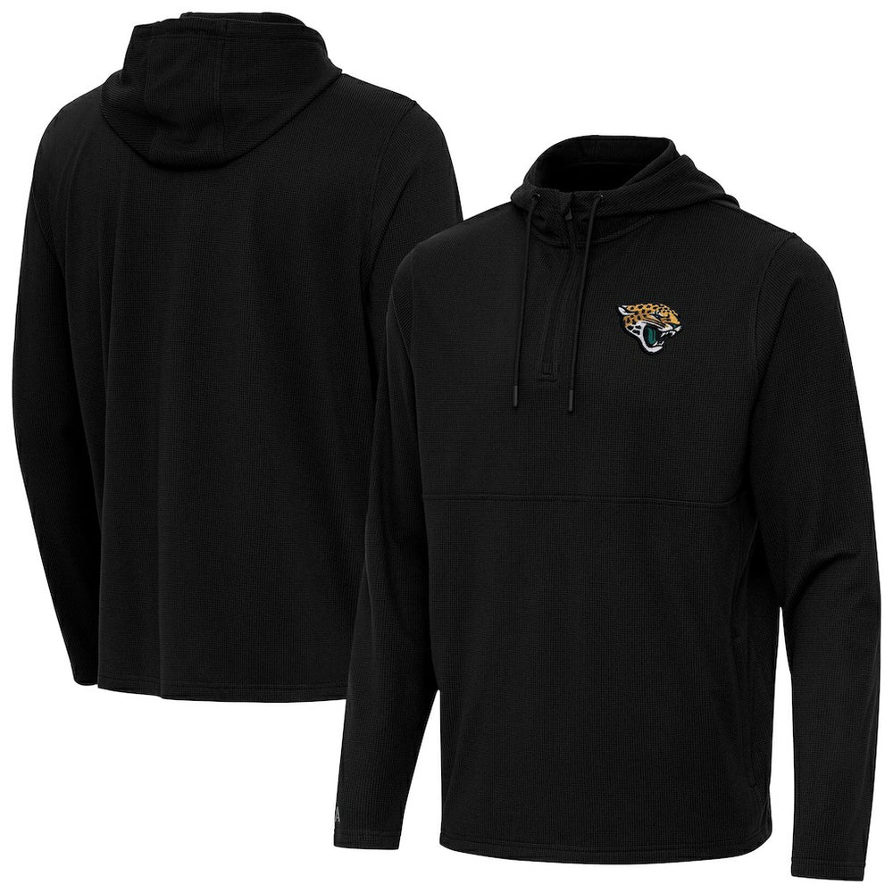 Jacksonville Jaguars Antigua Connected Quarter-Zip Pullover Hoodie - Black Hoodies