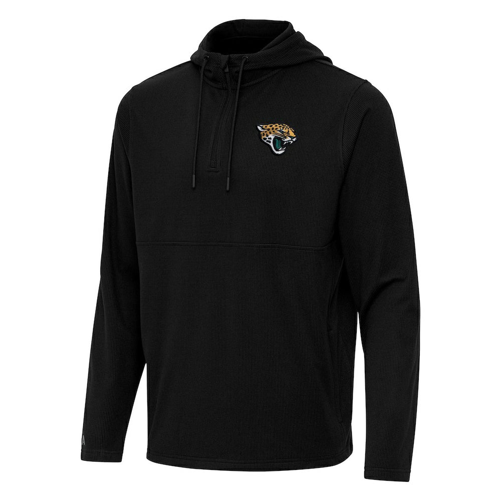 Jacksonville Jaguars Antigua Connected Quarter-Zip Pullover Hoodie - Black Hoodies