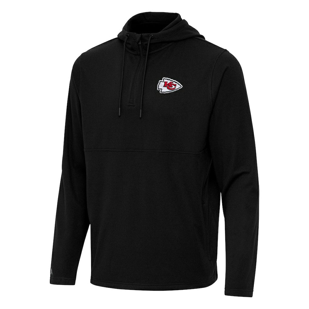 Kansas City Chiefs Antigua Connected Quarter-Zip Pullover Hoodie - Black Hoodies