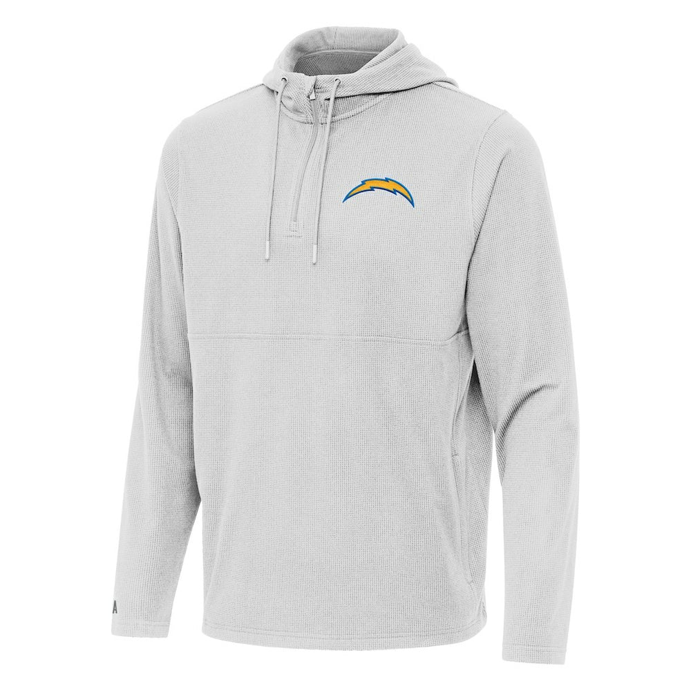 Los Angeles Chargers Antigua Connected Quarter-Zip Pullover Hoodie - Gray Hoodies