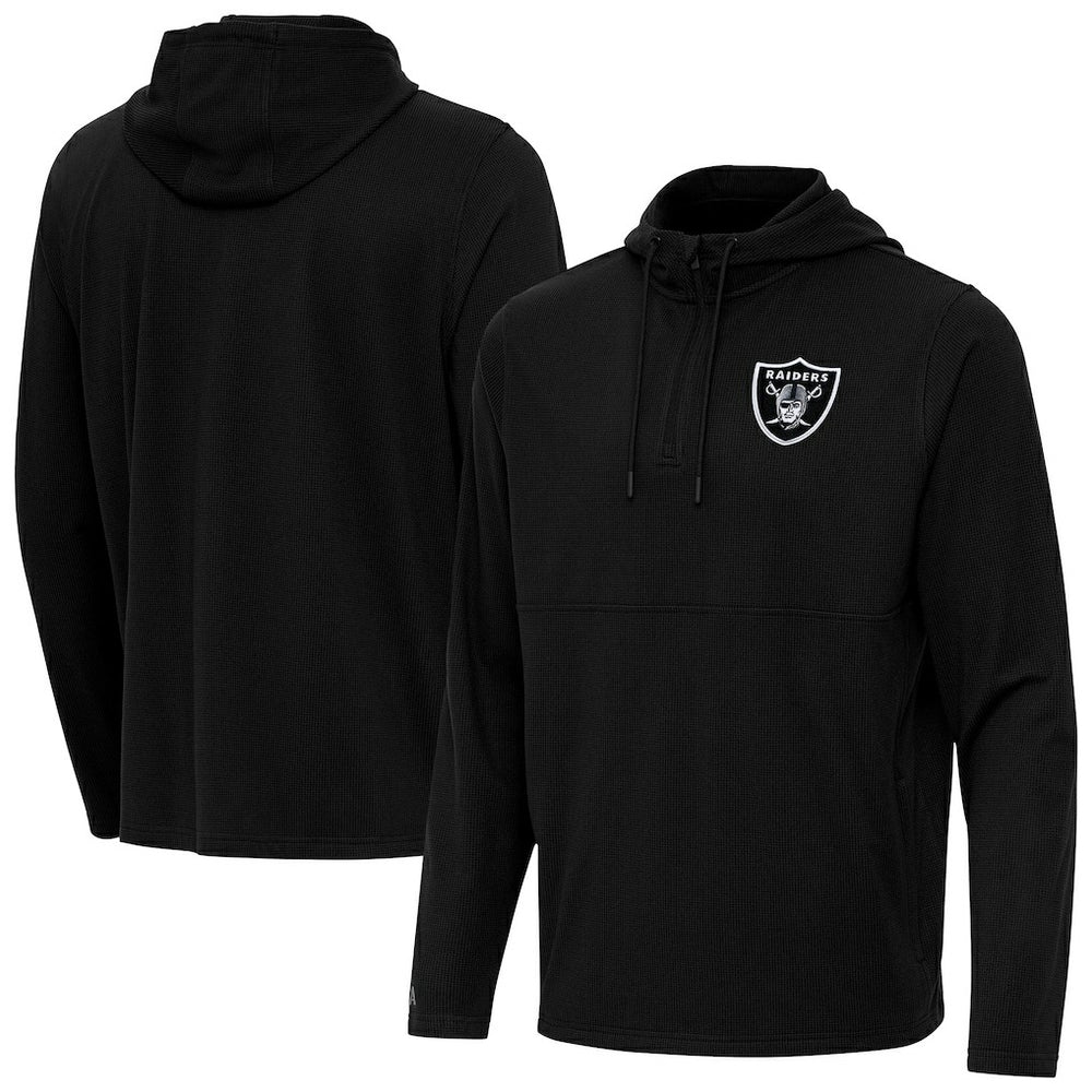 Las Vegas Raiders Antigua Connected Quarter-Zip Pullover Hoodie - Black Hoodies