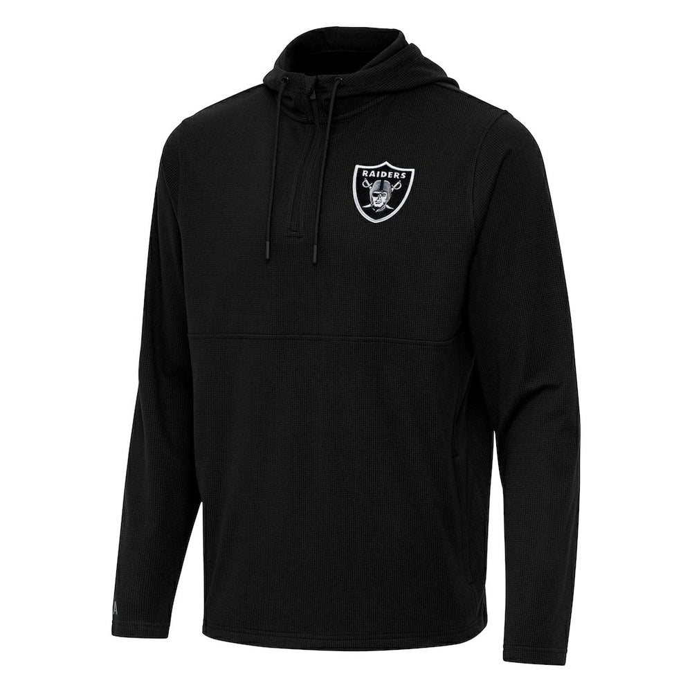 Las Vegas Raiders Antigua Connected Quarter-Zip Pullover Hoodie - Black Hoodies