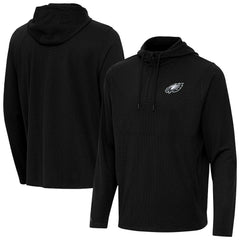 Philadelphia Eagles Antigua Connected Quarter-Zip Pullover Hoodie - Black Hoodies