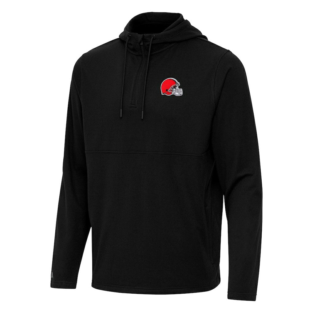 Cleveland Browns Antigua Connected Quarter-Zip Pullover Hoodie - Black Hoodies