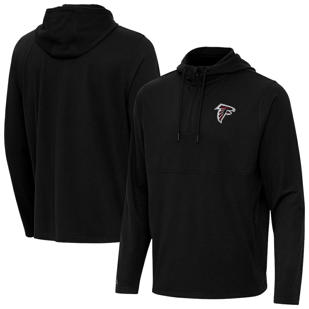 Atlanta Falcons Antigua Connected Quarter-Zip Pullover Hoodie - Black Hoodies