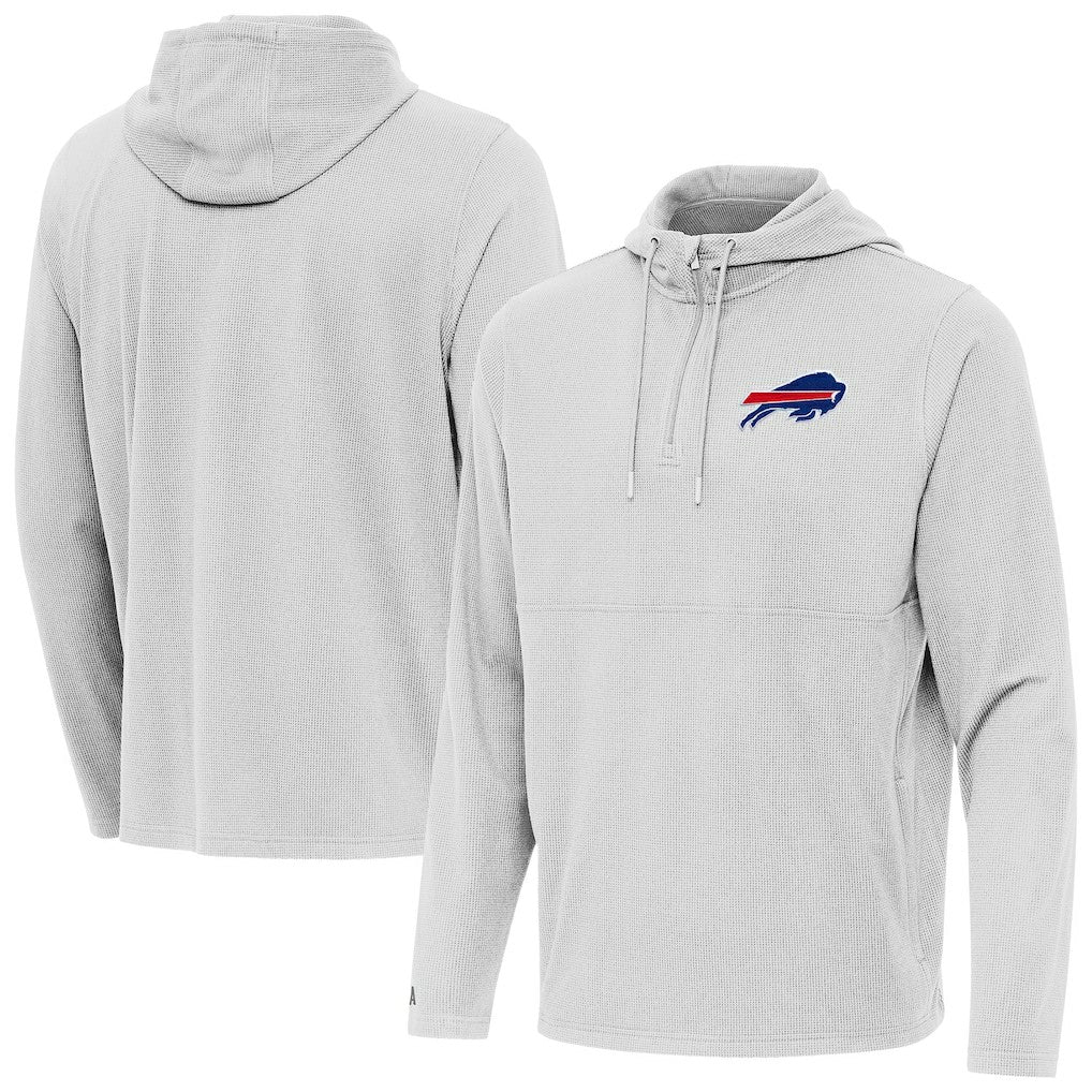 Buffalo Bills Antigua Connected Quarter-Zip Pullover Hoodie - Gray Hoodies