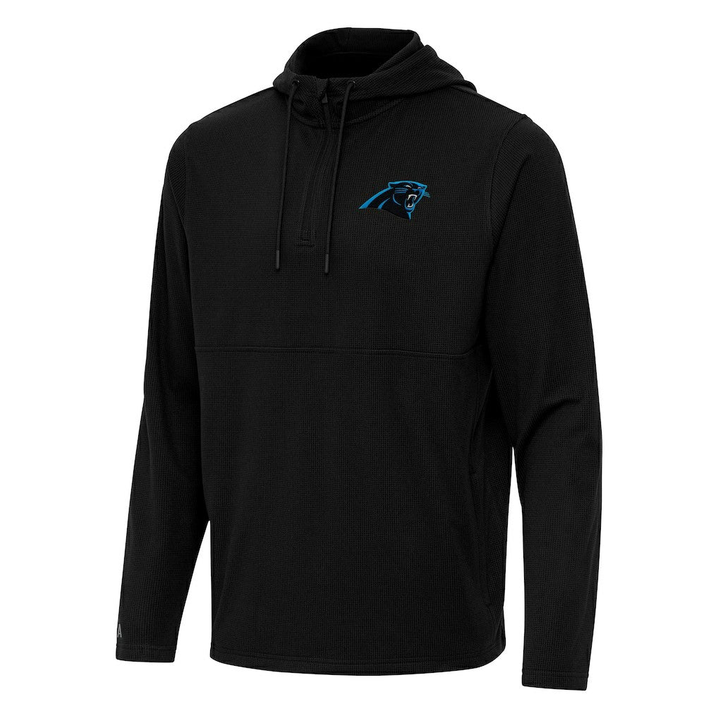 Carolina Panthers Antigua Connected Quarter-Zip Pullover Hoodie - Black Hoodies