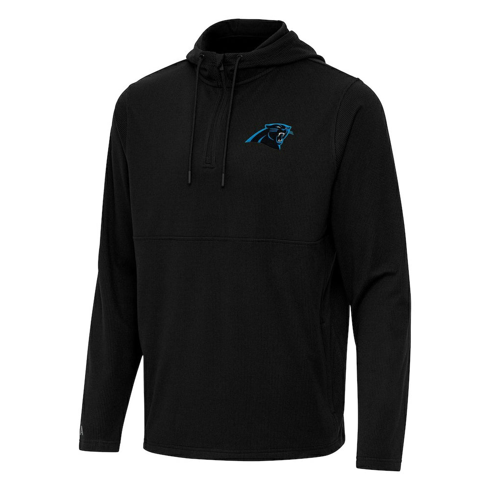 Carolina Panthers Antigua Connected Quarter-Zip Pullover Hoodie - Black Hoodies