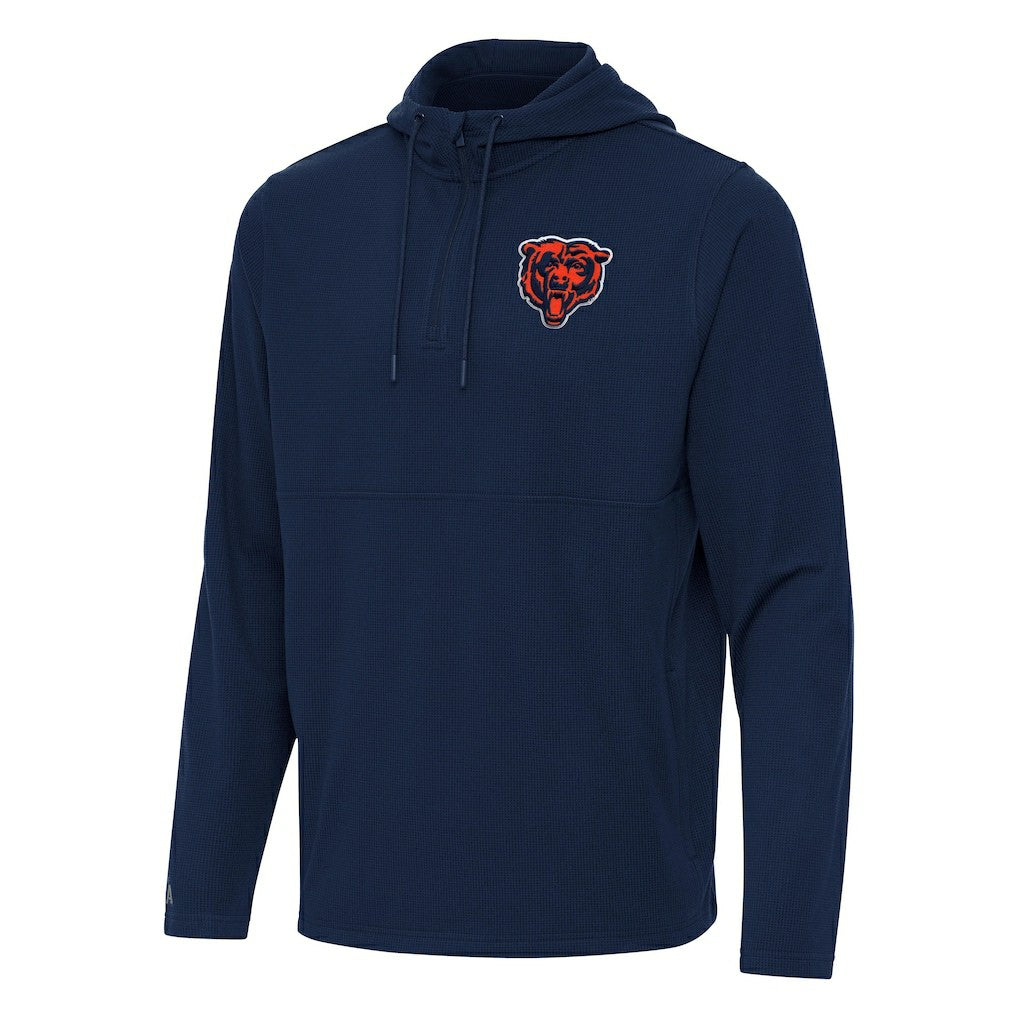 Chicago Bears Antigua Connected Quarter-Zip Pullover Hoodie - Navy Hoodies