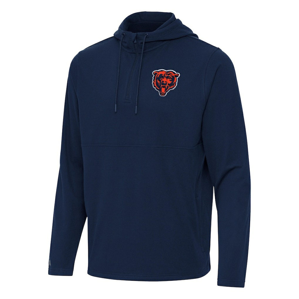 Chicago Bears Antigua Connected Quarter-Zip Pullover Hoodie - Navy Hoodies