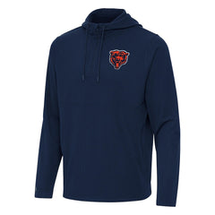 Chicago Bears Antigua Connected Quarter-Zip Pullover Hoodie - Navy Hoodies