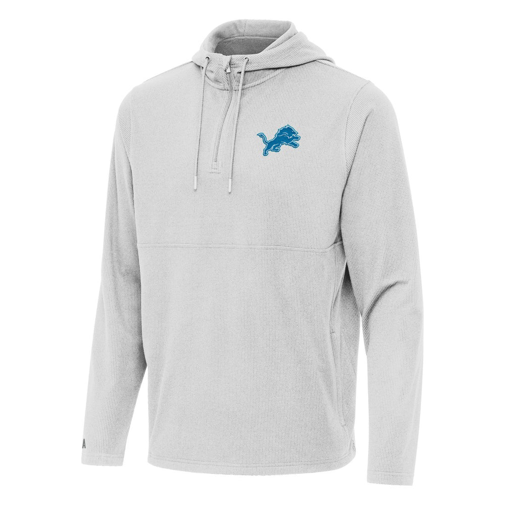 Detroit Lions Antigua Connected Quarter-Zip Pullover Hoodie - Gray Hoodies