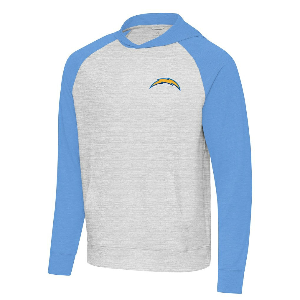 Los Angeles Chargers Antigua Urgent Pullover Hoodie - Powder Blue/Gray Hoodies