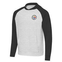 Pittsburgh Steelers Antigua Urgent Pullover Hoodie - Black/Heather Gray Hoodies