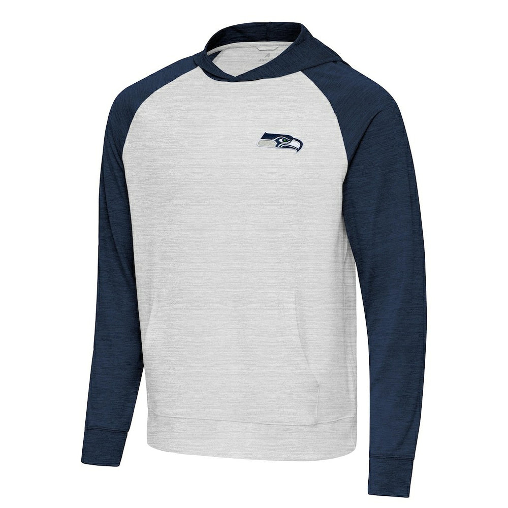Seattle Seahawks Antigua Urgent Pullover Hoodie - Heather College Navy/Gray Hoodies
