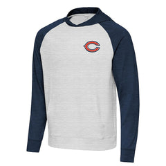 Chicago Bears Antigua Urgent Pullover Hoodie - Heather Navy/Gray Hoodies