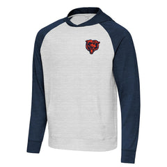 Chicago Bears Antigua Urgent Pullover Hoodie - Heather Navy/Gray Hoodies