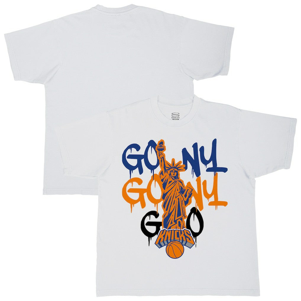 New York Knicks Stadium Essentials Unisex Oversized Go NY Go T-Shirt White outlet