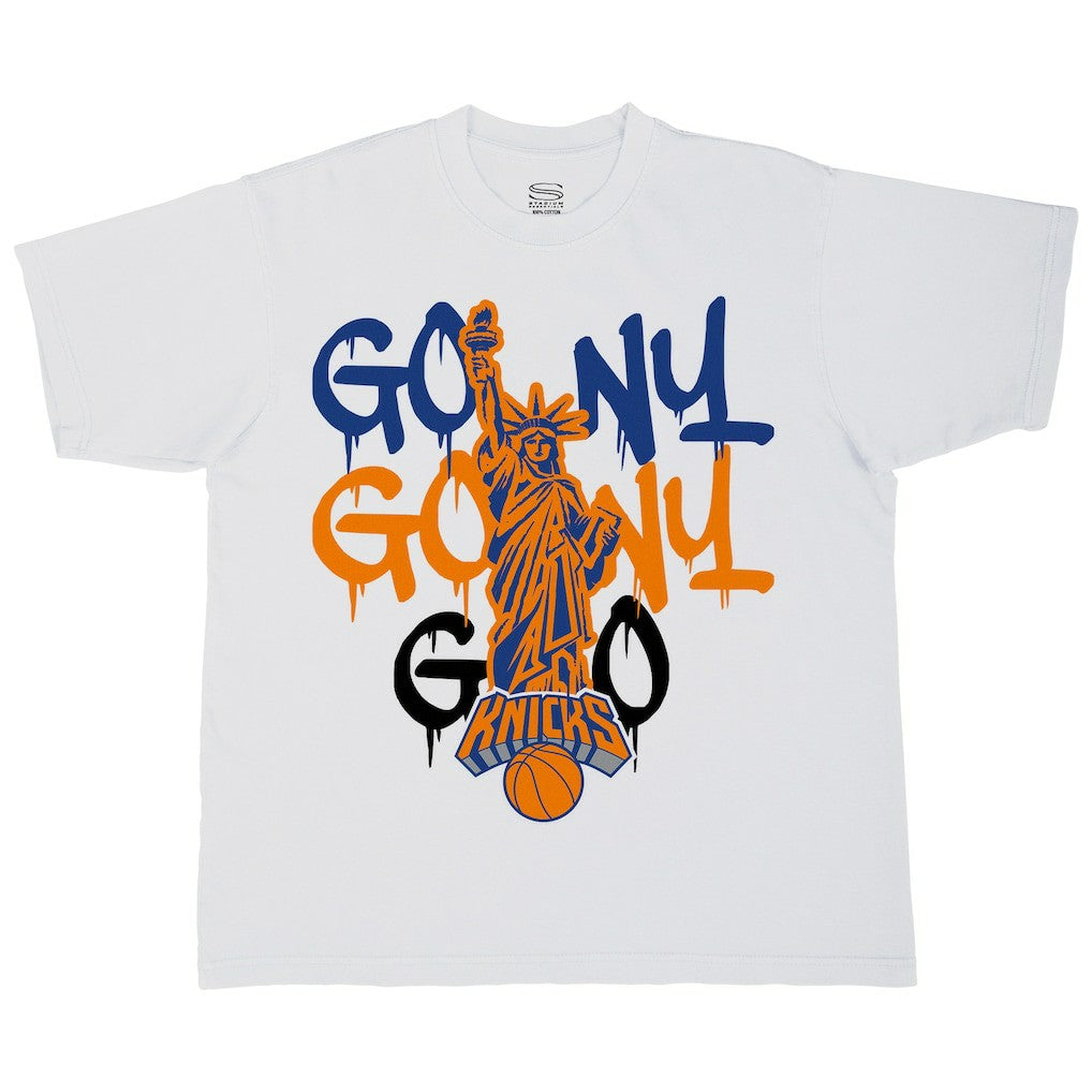 New York Knicks Stadium Essentials Unisex Oversized Go NY Go T-Shirt White outlet