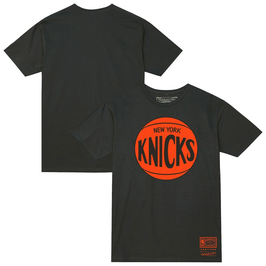 New York Knicks Unisex Hardwood Classics MVP Logo T-Shirt Heather Charcoal - Mitchell & Ness