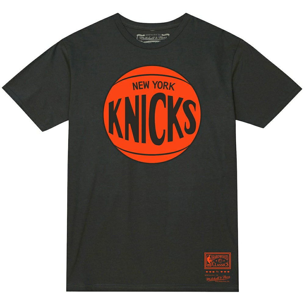 New York Knicks Unisex Hardwood Classics MVP Logo T-Shirt Heather Charcoal - Mitchell & Ness