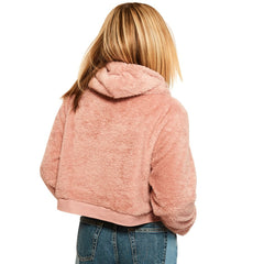 Kansas City Chiefs Jill Martin Women's Tonal Sherpa Cropped Hoodie - Pink Hoodies
