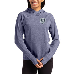 Chicago Bears Cutter & Buck Women's Tonal Logo Adapt Knit Recycled Raglan Pullover Hoodie - Heather Navy Hoodies