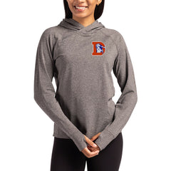 Denver Broncos Cutter & Buck Women's Throwback Logo Adapt Knit Recycled Raglan Pullover Hoodie - Heather Charcoal Hoodies