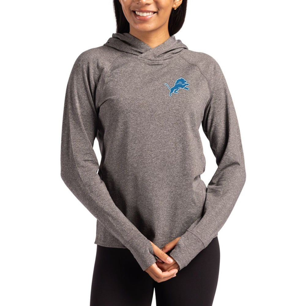 Detroit Lions Cutter & Buck Women's Primary Logo Adapt Knit Recycled Raglan Pullover Hoodie - Heather Charcoal Hoodies