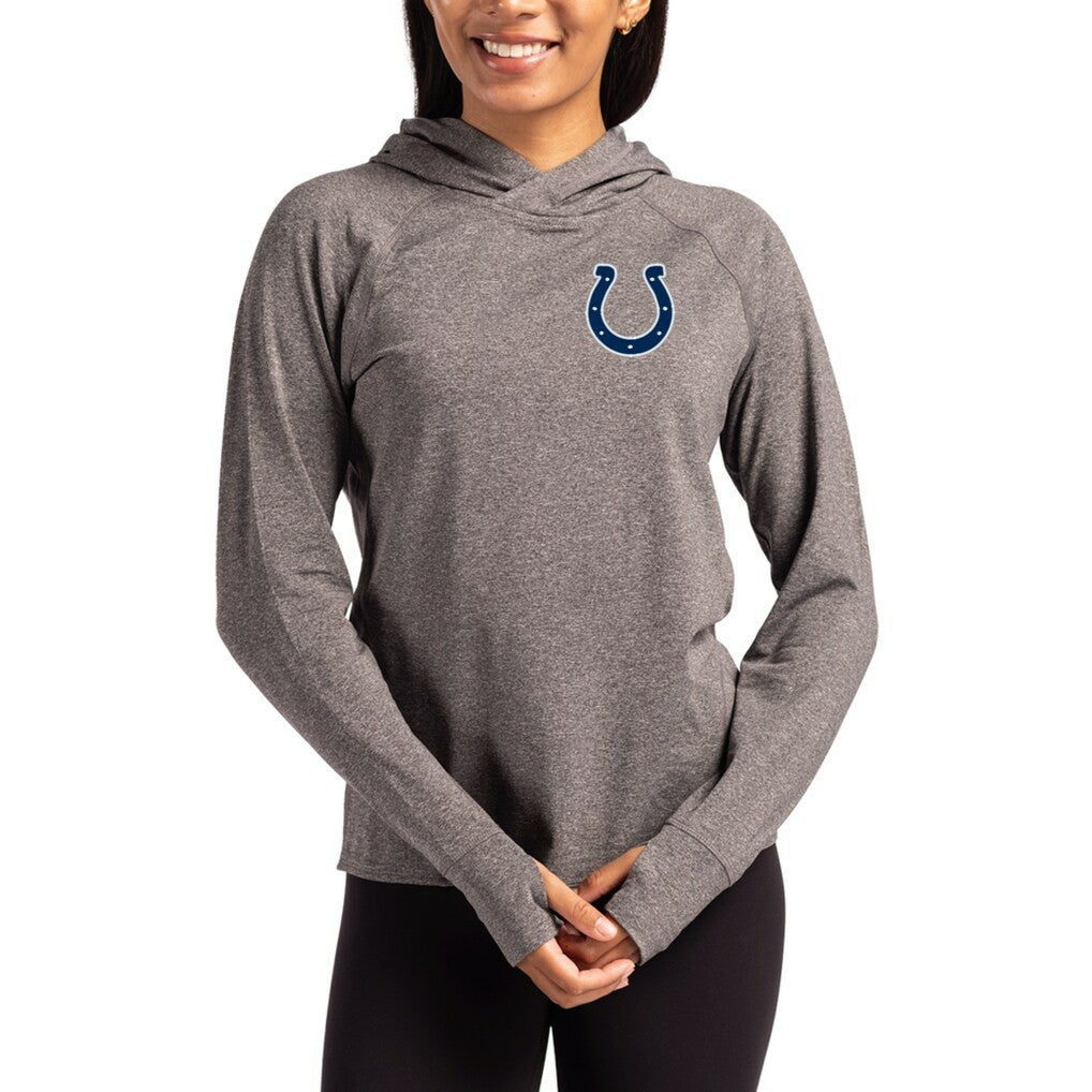 Indianapolis Colts Cutter & Buck Women's Primary Logo Adapt Knit Recycled Raglan Pullover Hoodie - Heather Charcoal Hoodies