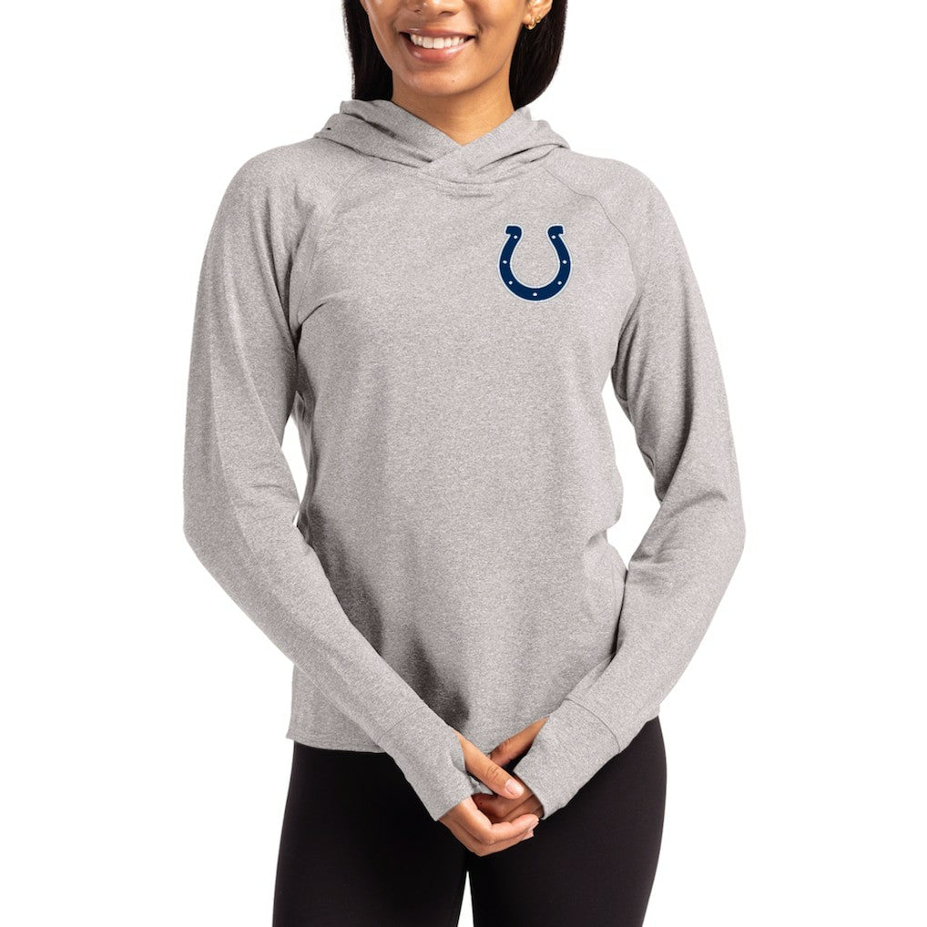 Indianapolis Colts Cutter & Buck Women's Primary Logo Adapt Knit Recycled Raglan Pullover Hoodie - Heather Gray Hoodies