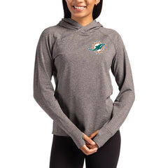 Miami Dolphins Cutter & Buck Women's Primary Logo Adapt Knit Recycled Raglan Pullover Hoodie - Heather Charcoal Hoodies