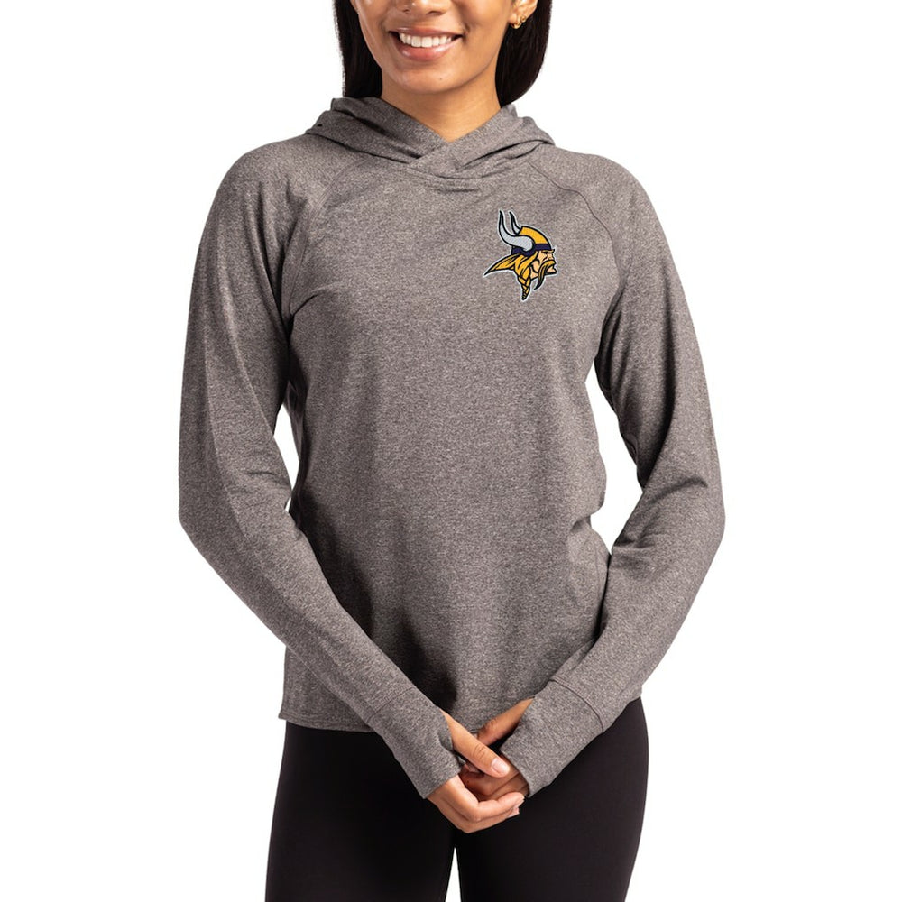 Minnesota Vikings Cutter & Buck Women's Primary Logo Adapt Knit Recycled Raglan Pullover Hoodie - Heather Charcoal Hoodies