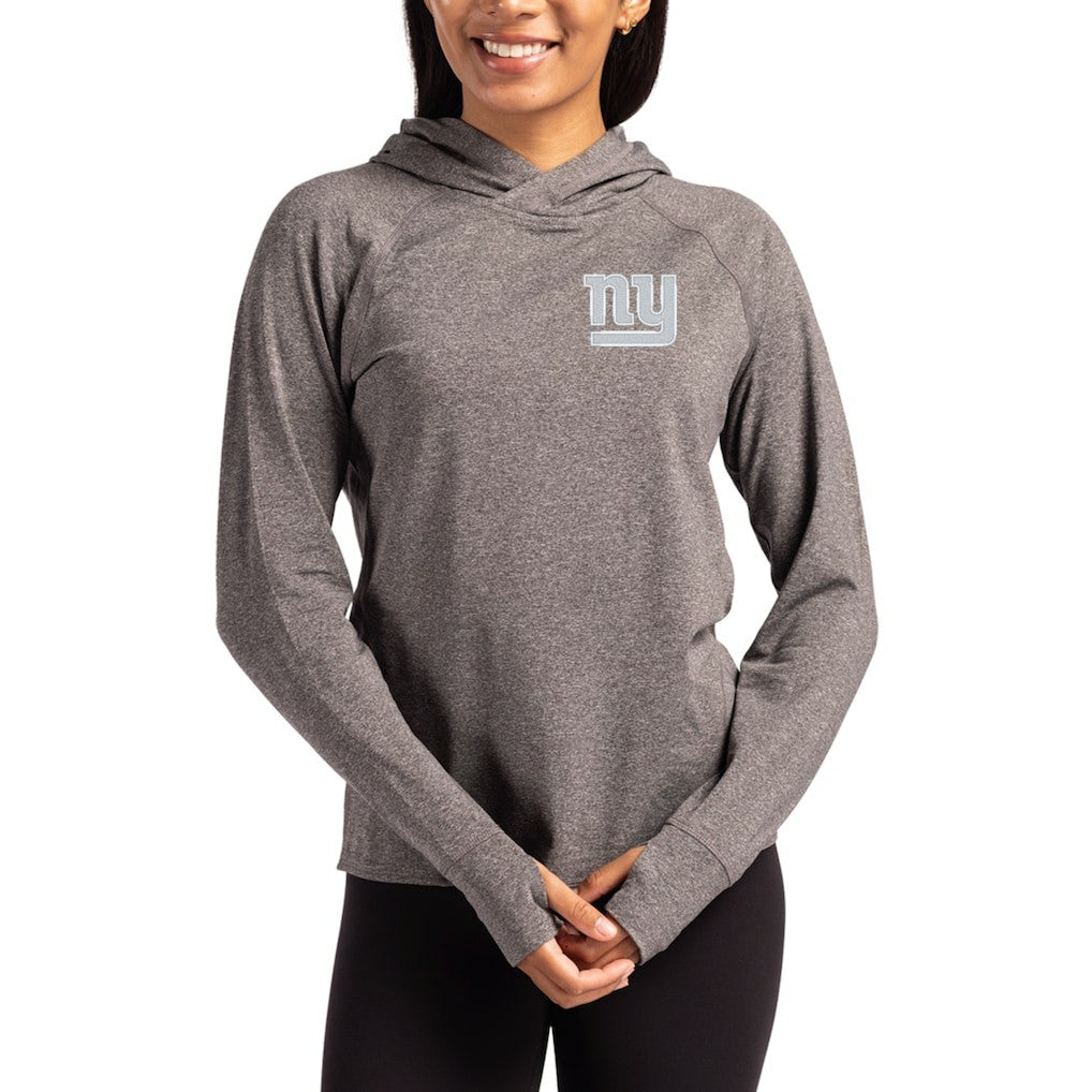 New York Giants Cutter & Buck Women's Primary Logo Adapt Knit Recycled Raglan Pullover Hoodie - Heather Charcoal Hoodies