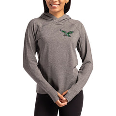 Philadelphia Eagles Cutter & Buck Women's Throwback Logo Adapt Knit Recycled Raglan Pullover Hoodie - Heather Charcoal Hoodies