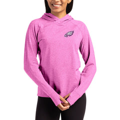 Philadelphia Eagles Cutter & Buck Women's Tonal Logo Adapt Knit Recycled Raglan Pullover Hoodie - Pink Hoodies