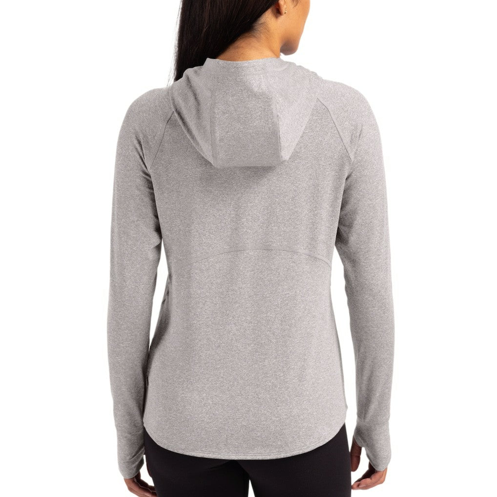 Seattle Seahawks Cutter & Buck Women's Throwback Logo Adapt Knit Recycled Raglan Pullover Hoodie - Heather Gray Hoodies