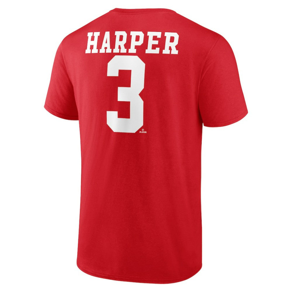Bryce Harper Philadelphia Phillies Player Name & Number T-Shirt - Red T-shirts