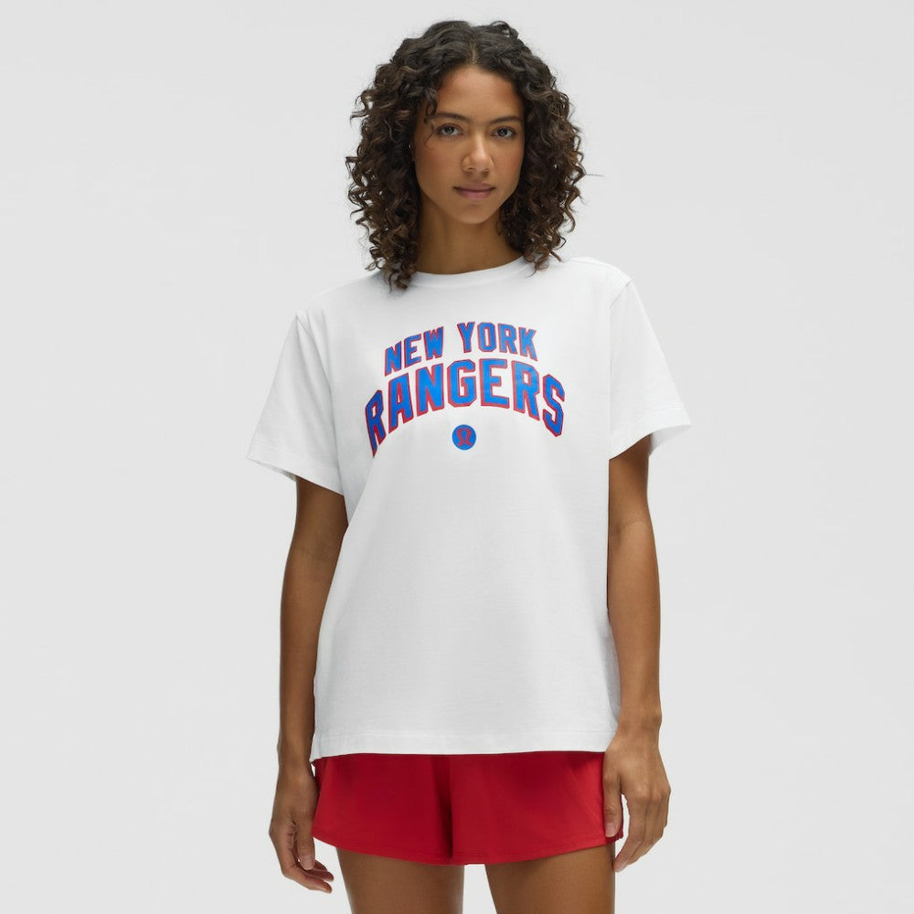 New York Rangers lululemon Women's All Yours Organic Cotton T-Shirt - White | US 203169885
