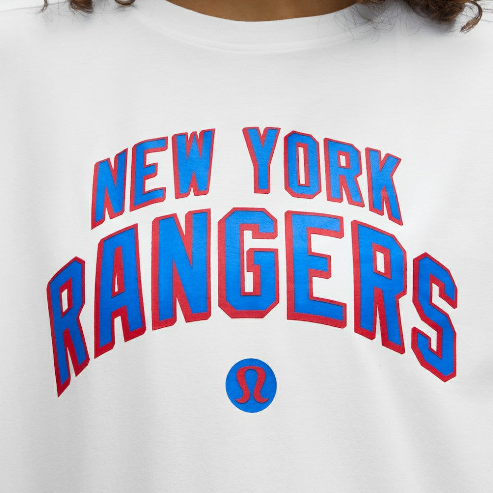 New York Rangers lululemon Women's All Yours Organic Cotton T-Shirt - White | US 203169885