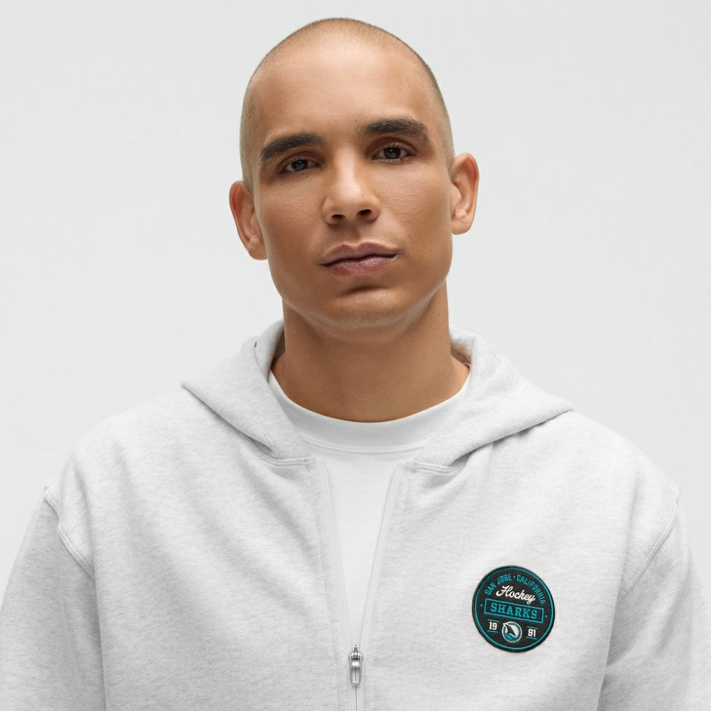 San Jose Sharks lululemon Steady State Full-Zip Hoodie - Heathered Core Ultra Light Grey | US 203170194