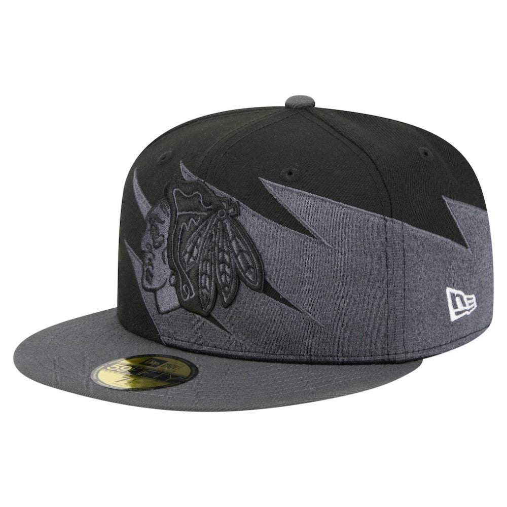 Chicago Blackhawks New Era Spikes 59FIFTY Fitted Hat - Black | US 203170279