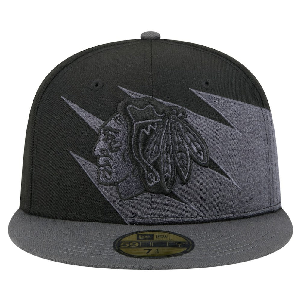 Chicago Blackhawks New Era Spikes 59FIFTY Fitted Hat - Black | US 203170279