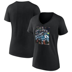 Philadelphia Eagles Women's Push On V-Neck T-Shirt - Black T-shirts