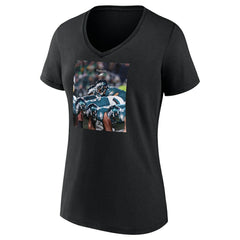 Philadelphia Eagles Women's Push On V-Neck T-Shirt - Black T-shirts