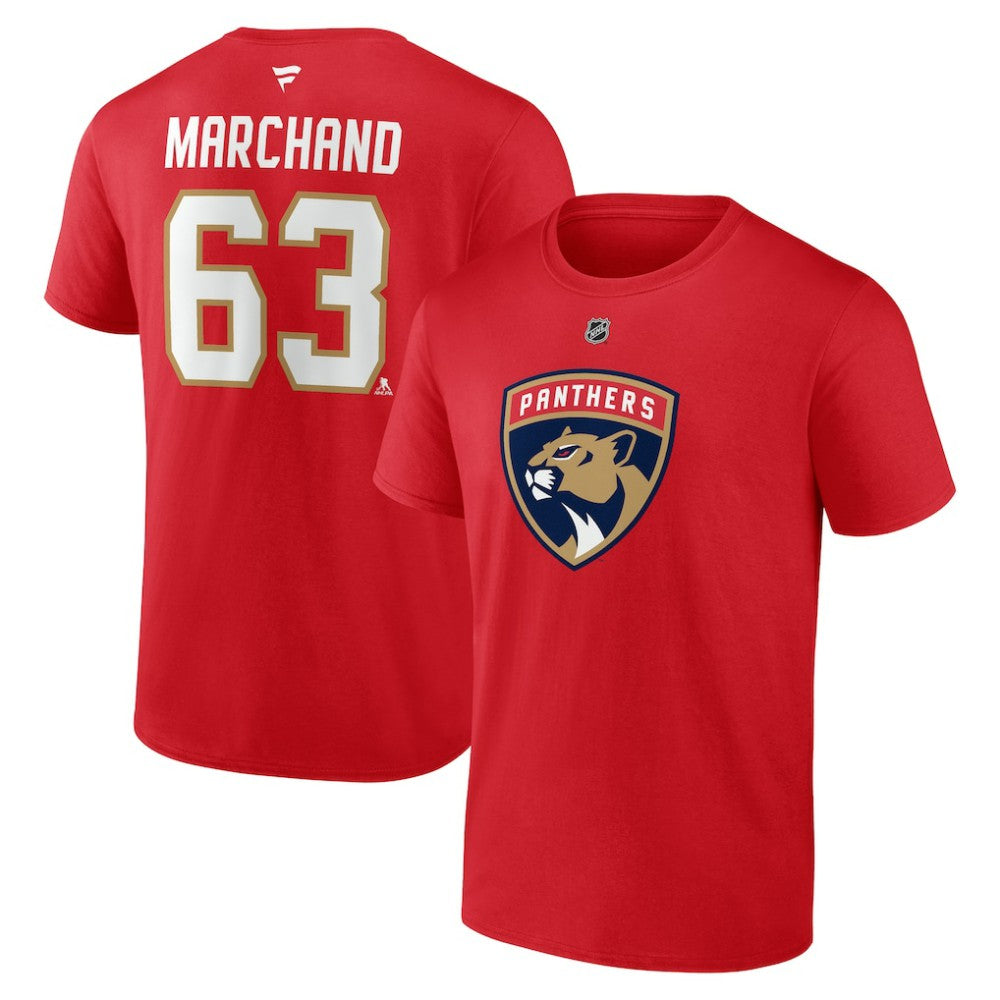 Brad Marchand Florida Panthers Fanatics Authentic Stack Name & Number T-Shirt - Red | US 203171121