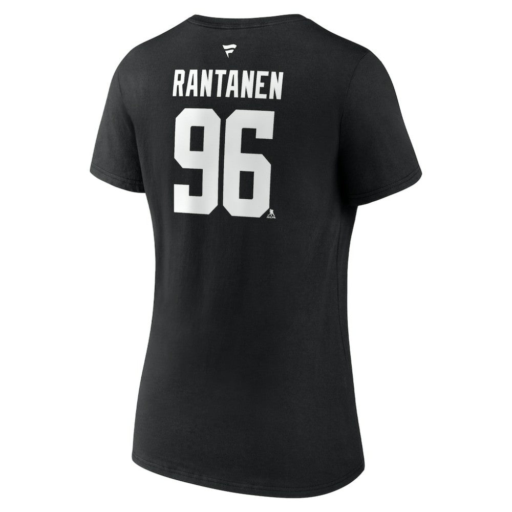 Mikko Rantanen Dallas Stars Fanatics Women's Authentic Stack Name & Number V-Neck T-Shirt - Black | US 203171125
