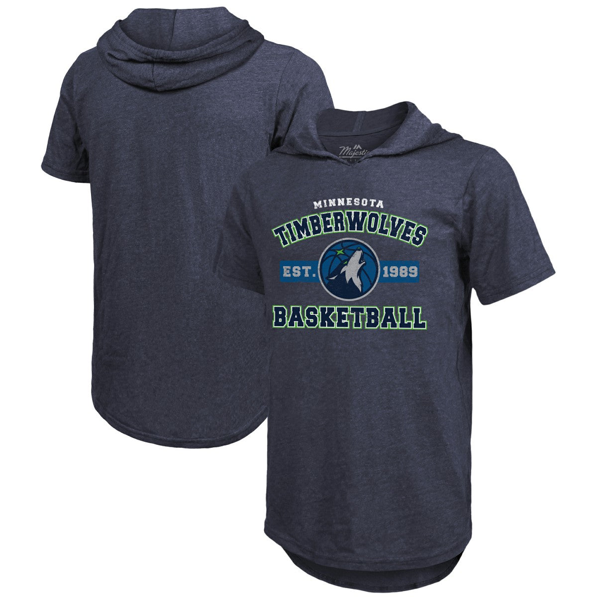 Minnesota Timberwolves Majestic Threads Tri-Blend Hoodie T-Shirt Navy