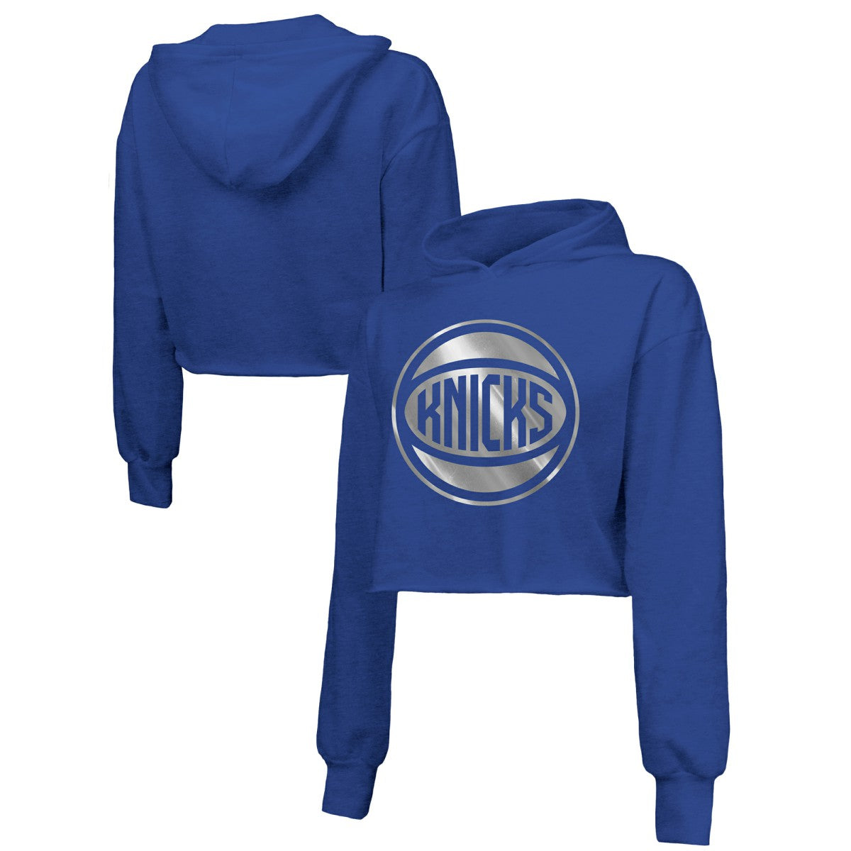 New York Knicks Majestic Threads Women's Tri-Blend Cropped Pullover Hoodie Royal outlet