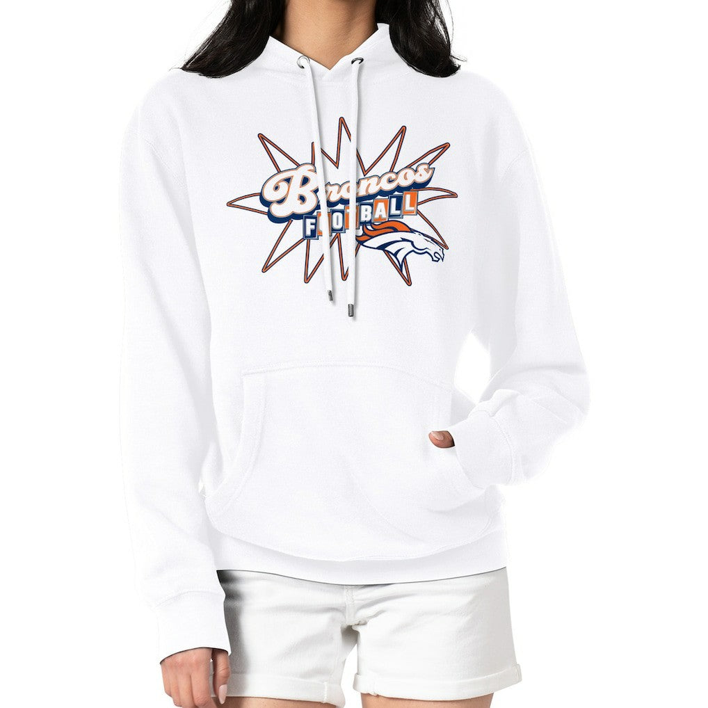 Denver Broncos Starter Women's Drive-In Sign Pullover Hoodie - White Hoodies